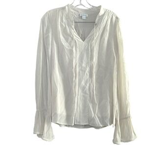 Sundance Ivory Blouse women's large 100% silk boho feminine minimal old money